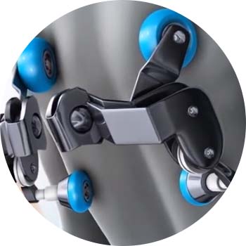 Quad rollers are designed to mimic the wrist movements of a massage therapist