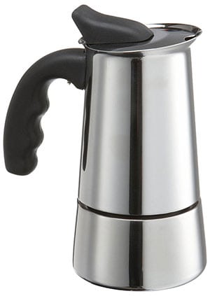 6 Cup Espresso Maker, Primula Stainless Steel Stovetop Espresso Maker, Sideview