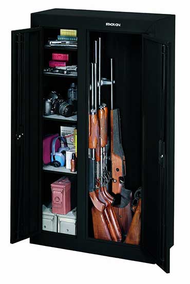 Black Color, Double Door Security Cabinet by Stack-On, Open View