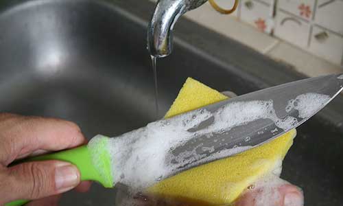 An Image of Hunting Knife Cleaning by Soap for How to Clean a Hunting Knife