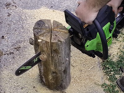An Image of Swedish Fire Log Chainsaw Method for How to Make a Swedish Fire Log