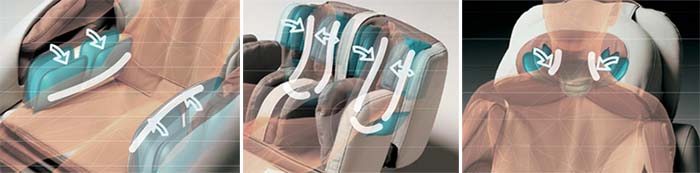 Inada DreamWave has over 100 air cells throughout the chair