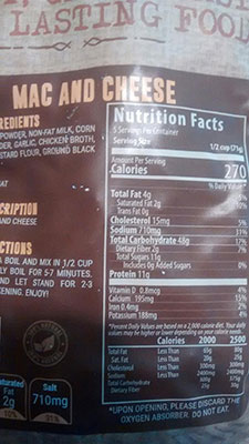 An Image of Nutrition Facts: Mac and Cheese