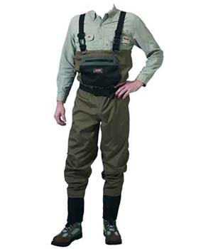 An image of Taupe Stocking-foot Breathable Waders by Caddis Wading Systems