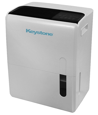 White Color, Keystone 95-Pint Dehumidifier, Rightfront