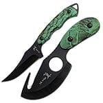 Camo Coated Nylon Fiber Handles, Outdoors 2-PC Fixed Blade Hunting Knife, Side View