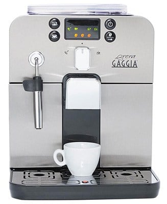 Brera Espresso Machine with a white cup on the drip tray