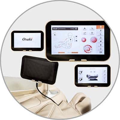 Touchscreen LCD remote of the Osaki First Class massage chair