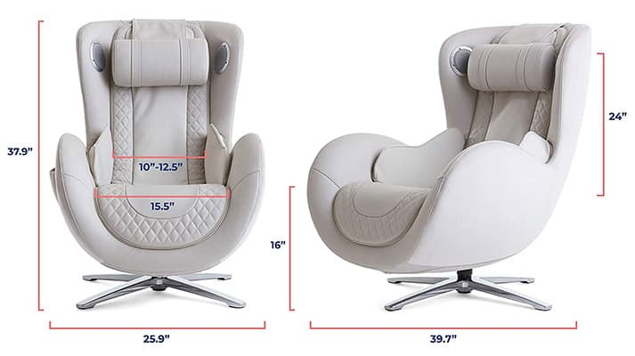 Dimensions of White Nouhaus Classic Massage Chair
