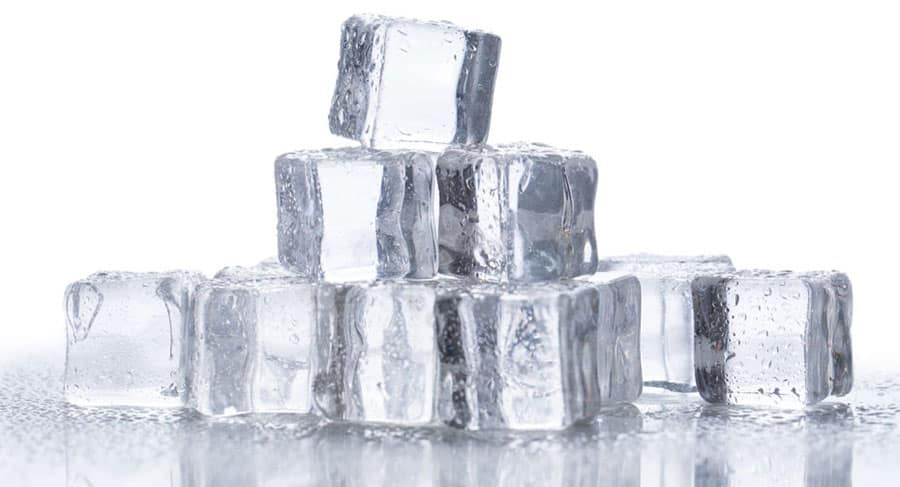 A pile of ice cubes