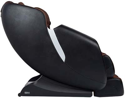 AmaMedic R7 with dark brown PU upholstery, black hard shell exterior, and white highlights