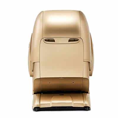 Bodyfriend Pharaoh S II Massage Chair with gold hard shell exterior and black base