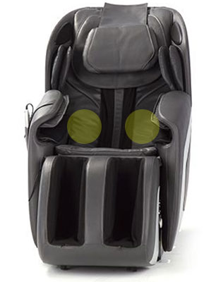 Human Touch Sana Massage Chair with dark gray PU upholstery and the heating system in the lumbar area