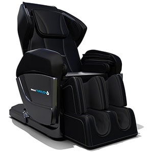 Medical Breakthrough 6™ massage chair with black PU upholstery, black base, and brand name on the side