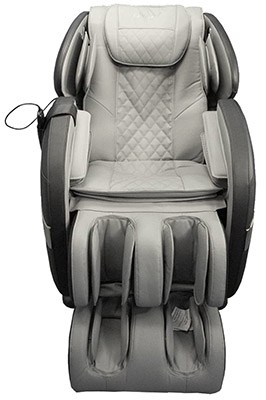 Osaki Champ massage chair with light gray PU upholstery and black hard shell exterior
