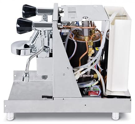 Andreja Premium Espresso Machine's inner workings with wires and tubes