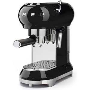 Smeg 50's Retro Style Espresso Coffee Machine with black and chrome exterior