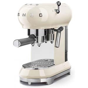 Smeg 50's Retro Style Espresso Coffee Machine with cream and chrome exterior