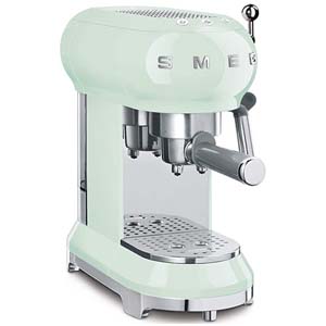 Smeg 50's Retro Style Espresso Coffee Machine with pastel green and chrome exterior