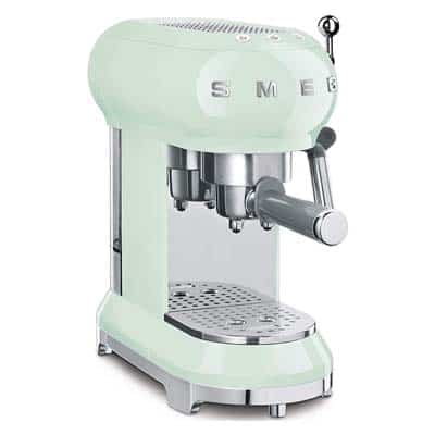 Smeg 50s Retro Style Espresso Coffee Machine with pastel green and chrome exterior