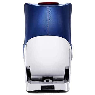 Bodyfriend Hugchair 2.0 with white and dark blue exterior and Captain America shield on the headrest