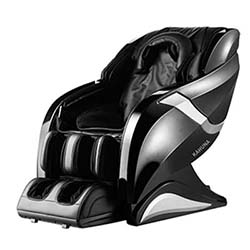 Kahuna Hubot HM-078 with black faux leather upholstery, glossy black hard shell exterior, and silver highlights
