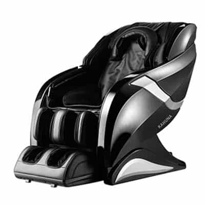 Kahuna Hubot HM-078 with black PU upholstery, glossy black hard shell exterior, and silver highlights