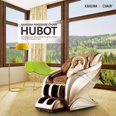Kahuna HM-078 champagne variant in a room with large windows, beige carpet, lime green accent chair, & yellow floor lamp