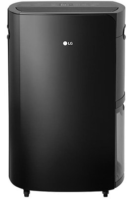 LG Puricare 50 Pint Dehumidifier with matte black exterior and only the LG logo in front