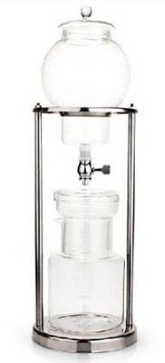 Nispira Iced Coffee Cold Brew Dripper with stainless steel silver stand and transparent, heat-resistant glasses