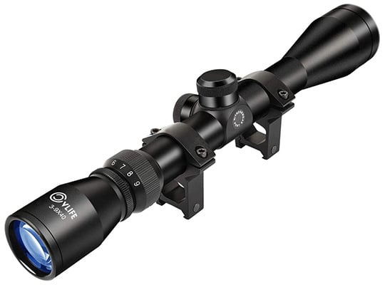 CVLIFE Optics R4 Reticle Crosshair Scope in all-black with fully-multi coated lenses, power ring, and adjustment turrets
