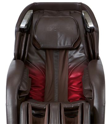 Kyota Kenko M673 Massage Chair brown variant and the lumbar area highlighted in red