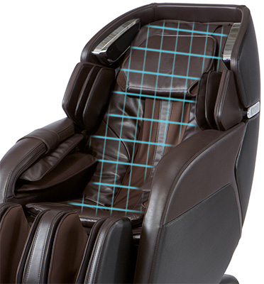 Kyota Kenko M673 Massage Chair brown variant and blue-green grid lines on the seatback