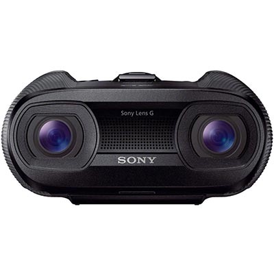 Sony Dev 50 binoculars with black exterior and brand name & "Sony Lens G" in between the two lenses