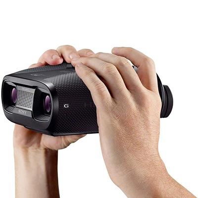 Person holding the Sony Dev 50 Binoculars with both hands
