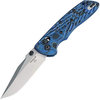 Hogue Folding Knife with blue and black fiberglass handle and a 3.25-inch blade