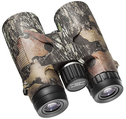 Barska 8x42 WP Blackhawk Binoculars with Mossy Oak camouflage finish and diamond textured cut grip