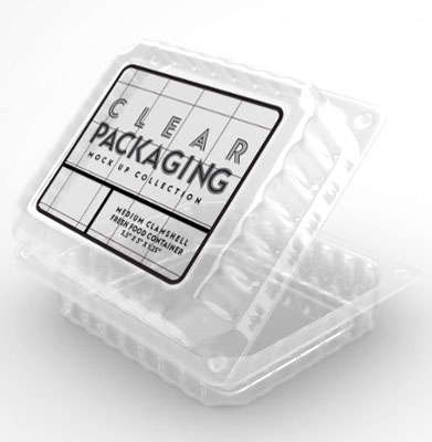 A rectangular clear plastic clamshell packaging on a white table