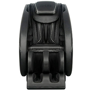 Ideal Massage Chair with black PU upholstery, black exterior, and silver highlights
